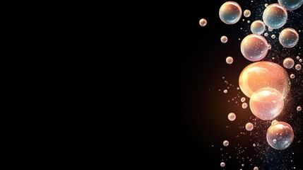 Wall Mural - abstract oil bubbles colorful oil bubbles against a dark background, creating a dramatic and visuall