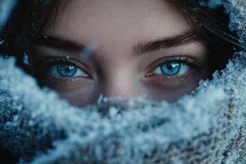 Canvas Print - Person's eyes covered in snow