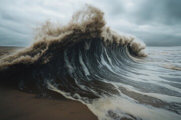 Wall Mural - Crashing Wave on Sandy Beach