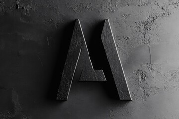 Aufkleber - Strong and modern letter A designed with a textured black surface under soft lighting. Generative AI