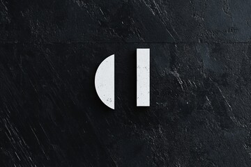 Leinwandbilder - Minimalist design featuring geometric shapes on textured black background with contrasting white elements. Generative AI