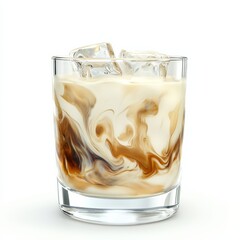 Wall Mural - A creamy White Russian with layers of vodka and cream perfectly settled, served over ice in a clear, short glass