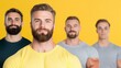 © aun - Group of Confident Men with Beards in Front of Bright Yellow Background