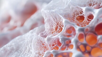 Abstract Close-up of a White Veined Structure with Orange Undertones
