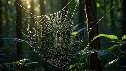 spider web with dew drops