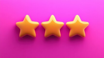 Wall Mural - three vibrant orange stars against a bright pink background, perfect for design accents or celebrati