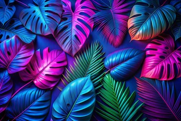 Canvas Print - tropical leaves pattern.summer background