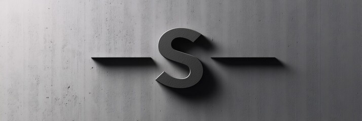 Leinwandbilder - Stylized letter S against a textured grey background with simple horizontal accents. Generative AI