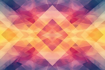 Poster - Colorful geometric abstract pattern with vibrant hues of pink, orange, yellow, and blue creating a lively visual effect. Generative AI