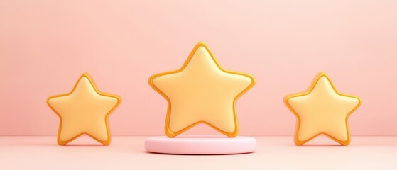 Wall Mural - three yellow stars exhibit a modern design, perfect for creative projects or use in branding and mar