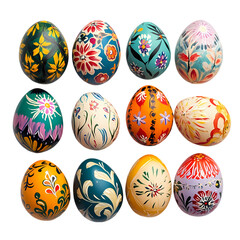 Wall Mural - Hand Painted Easter Eggs Floral Design Festive art blue     