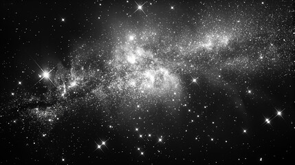 Wall Mural - abstract black and white background of a star filled galaxy on dark space background. generative ai