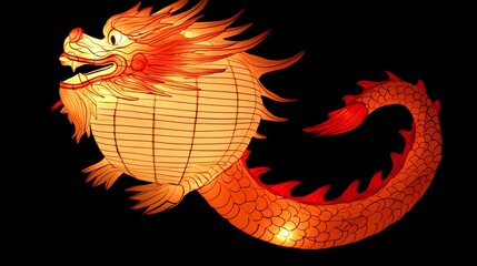 Wall Mural - Illuminated Dragon Lantern Festive Asian Art Decoration