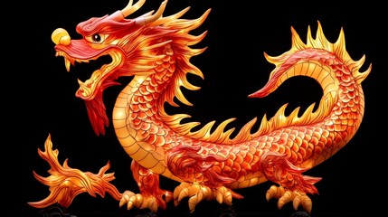 Wall Mural - Illuminated Dragon Lantern Festive Display Nighttime