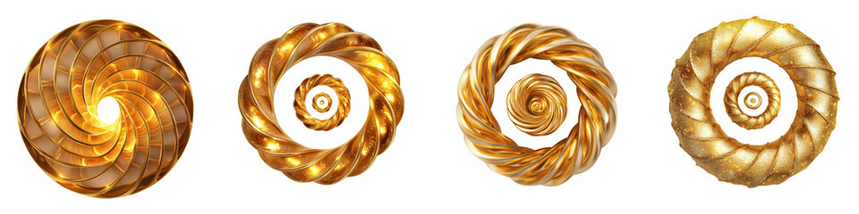 Wall Mural - mesmerizing golden spiral vortex abstract with metallic geometric patterns creating a visually strik