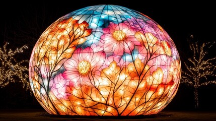 Wall Mural - Illuminated Floral Sphere Night Garden Display