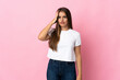 © luismolinero - Young Uruguayan woman isolated on pink background with an expression of frustration and not understanding