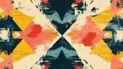 Aufkleber - Abstract mural design featuring vibrant colors and geometric shapes in a modern artistic style. Generative AI