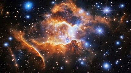 Wall Mural - Stunning depiction of a celestial nebula with swirling gas and twinkling stars in deep space