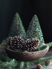 Wall Mural - Pine cones and branches in a bowl