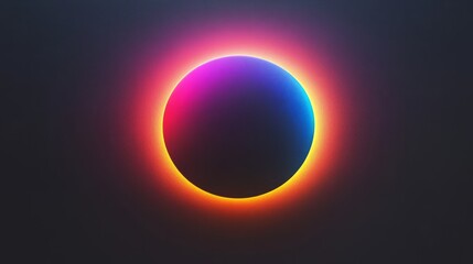 Wall Mural - Gradient glowing circle in vibrant rainbow tones floating on a matte black canvas