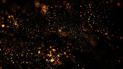 Wall Mural - yellow glowing particles circle in the air. abstract 4k background with particles