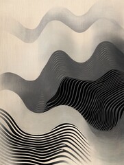 Leinwandbilder - Abstract black and white wave patterns creating a dynamic visual effect. Generative AI