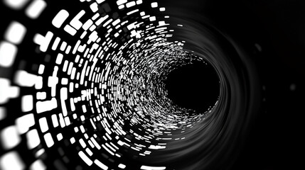Abstract digital vortex with binary code creating motion in space and futuristic technology design