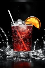 Wall Mural - Drink with straw and orange slice