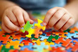 © Muhammad - Joyful Child Playing with Colorful Puzzle Pieces: A vibrant illustration depicting a child's playful learning journey, emphasizing creativity, development, and problem-solving skills through engaging