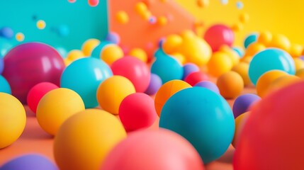 Wall Mural - colorful balls of various sizes are scattered on the ground.