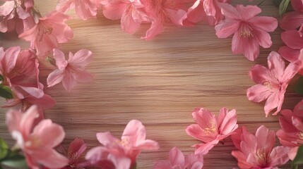 Wall Mural - Pink flowers on wood