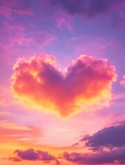 Wall Mural - Heart Shaped Cloud Sunset