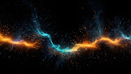 Wall Mural - Sparks fly up Glowing particles on a black background and with flames Generative AI