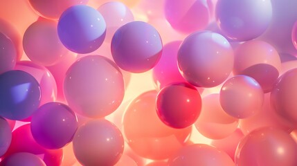 Wall Mural - 3d rendering of a colorful array of spheres. the spheres are of various sizes and colors, and they a