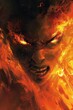 © auttawit - Painting of a person with a fiery face and red eyes
