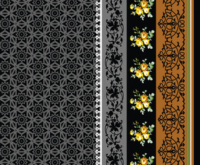 Geometric floral Border with modern artistic depth for contemporary wallpaper, fabric, and wrapping paper designs.