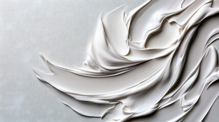 Canvas Print - Abstract Swirls of White Cream: A Textured Masterpiece