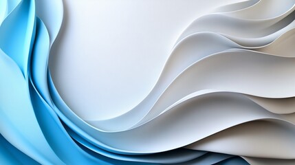 Wall Mural - Abstract Blue and White Wave Design: A Serene Visual Composition