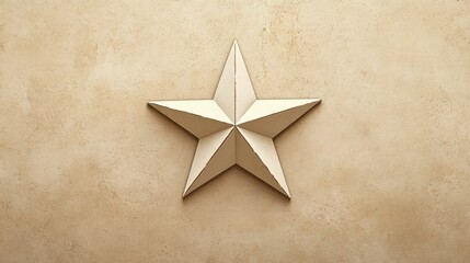 Fototapete - Five pointed star crafted from light colored material against a textured beige background. Generative AI