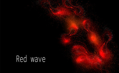 Wall Mural - Chaotic isolated fiber in red shade, tinsel fog, design component.