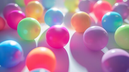 Wall Mural - a group of colorful balls of different sizes are scattered on a white surface.