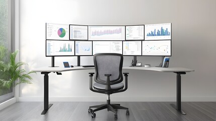 Wall Mural - futuristic workspace featuring advanced technology and ai displays