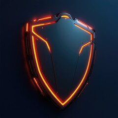 Canvas Print - Neon Shield on Dark Background