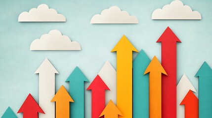 Aufkleber - Colorful Upward Arrows Growth Chart Success Concept Business Development Progress Illustration