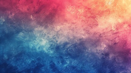 An abstract background with a gradient of blue, pink, and orange, with a textured, brushstroke effect.