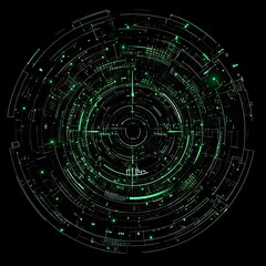 Fototapete - Abstract Futuristic Green Technology HUD Interface Circular Design