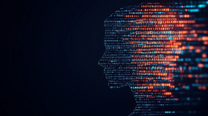 Aufkleber - Abstract Digital Human Head Profile Formed by Binary Code Technology Concept