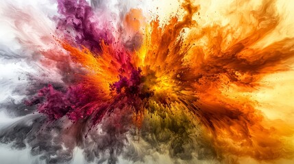 Poster - Volcanic eruption abstract art digital creation vivid colors explosive composition dynamic perspective visual energy