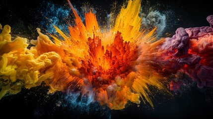 Poster - Dynamic volcanic eruption in abstract colors digital art surreal environment vibrant visuals conceptual representation